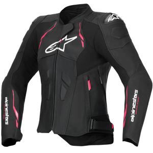 Alpinestars Stella Dusk Damen Leder Motorradjacke schwarz-pink-weiß