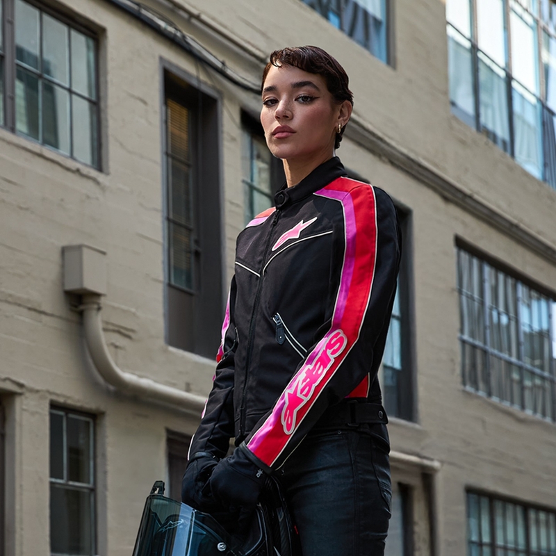 Motorradjacke Alpinestars Stella T-Dyno Wasserabweisend Damen Schwarz-Rot-Pink