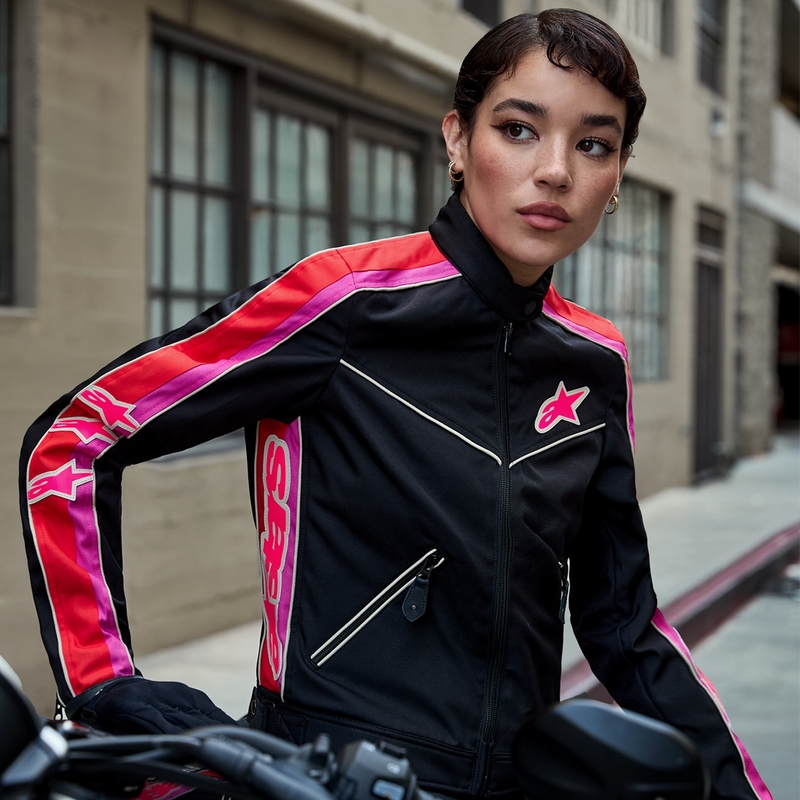 Motorradjacke Alpinestars Stella T-Dyno Wasserabweisend Damen Schwarz-Rot-Pink