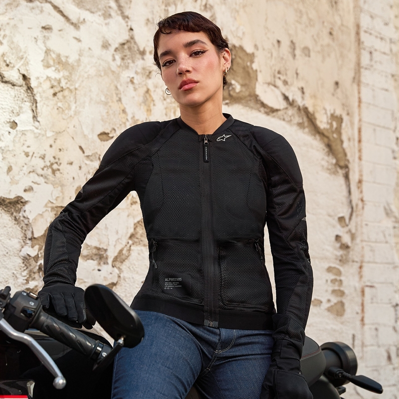 Alpinestars STELLA TROOP-AIR Damen Motorradjacke schwarz-schwarz