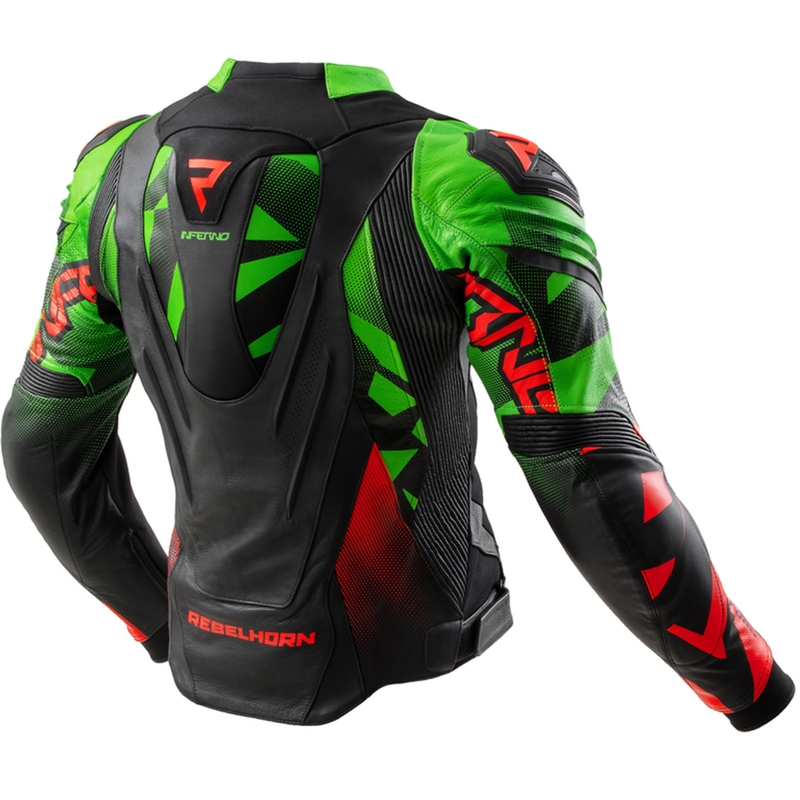 Rebelhorn Inferno Leder Motorradjacke schwarz-grün-rot