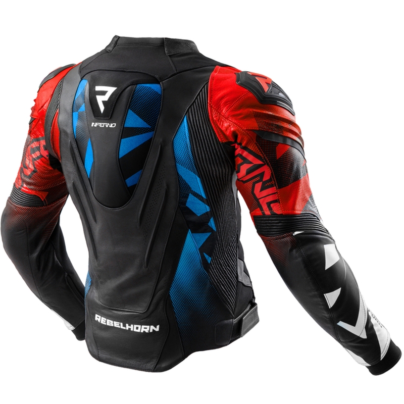 Motorrad-Lederjacke Rebelhorn Inferno schwarz-blau-weiß-rot