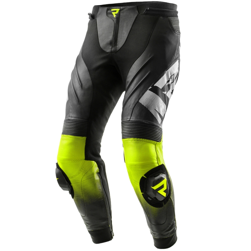Leder-Motorradhose Rebelhorn Inferno schwarz-fluogelb