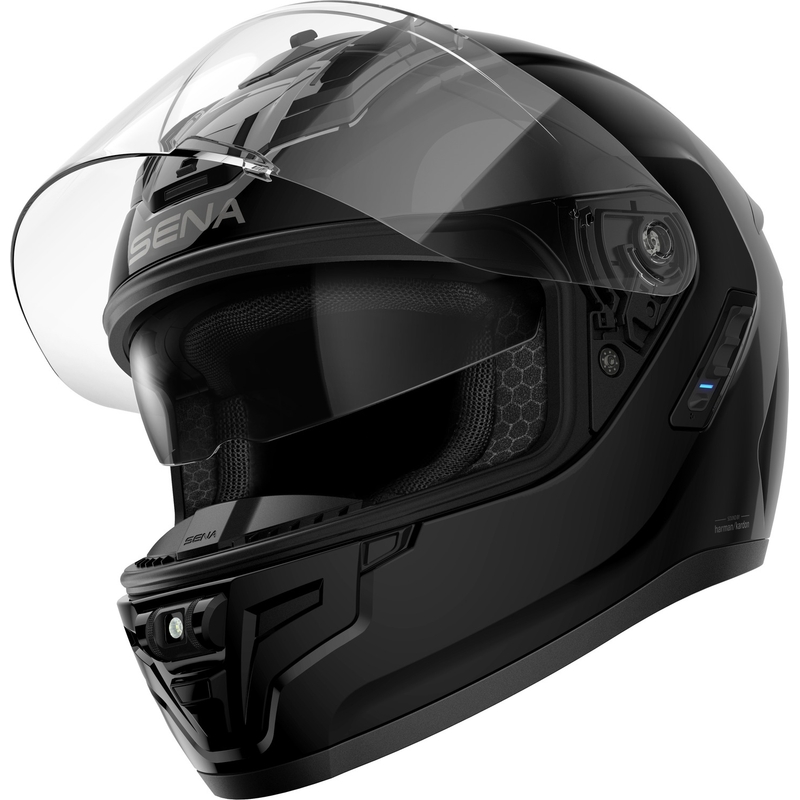 SENA Integralhelm mit Phantom-Headset, glänzend schwarz