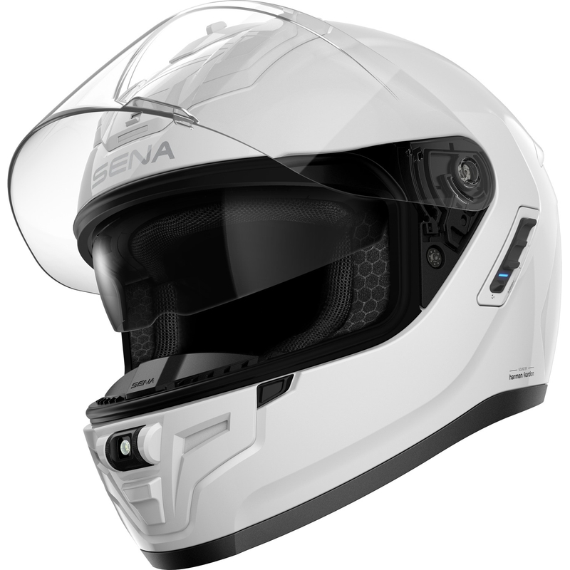 SENA Integralhelm für Motorradfahrer mit Phantom Headset, weiß