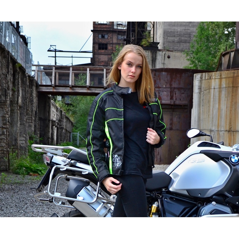 Damen Motorradjacke RSA SW-01 schwarz-fluo gelb Ausverkauf