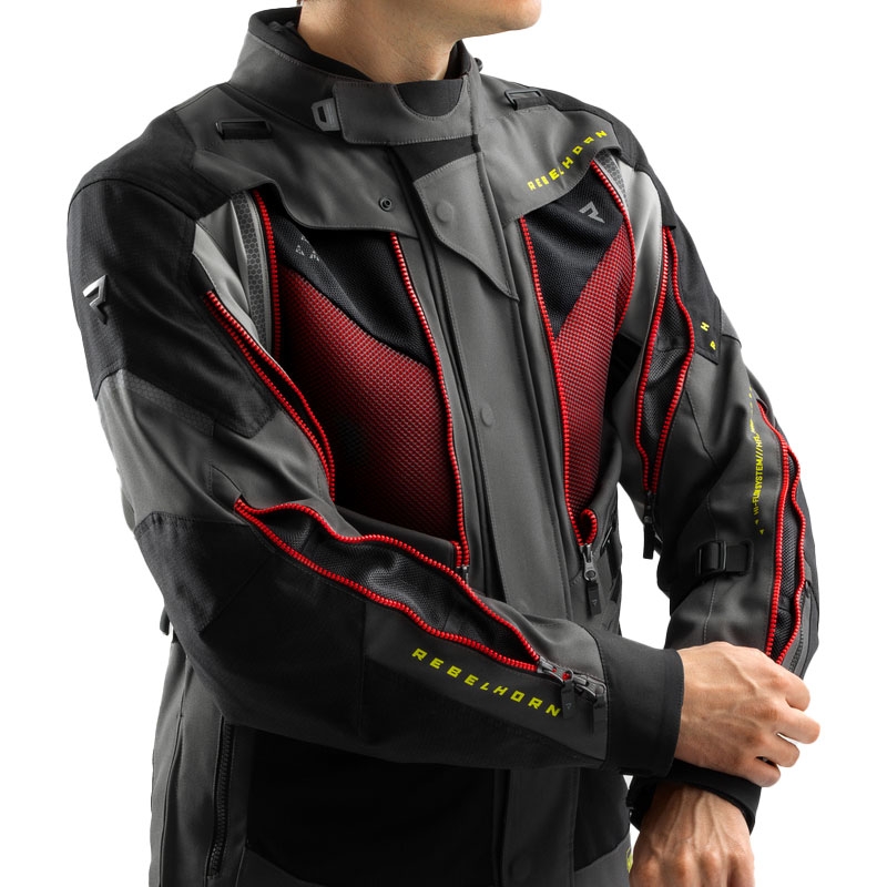 Rebelhorn Hardy 3.0 Motorradjacke anthrazit-grau-gelb