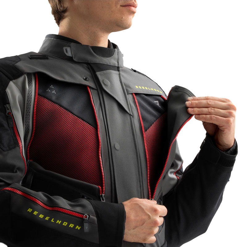 Rebelhorn Hardy 3.0 Motorradjacke anthrazit-grau-gelb