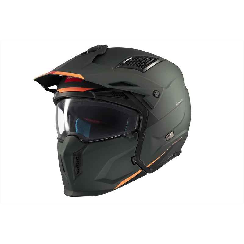 Jethelm mit Maske MT Streetfighter SV S Solid A6 mattgrün mit Iridium-Visier