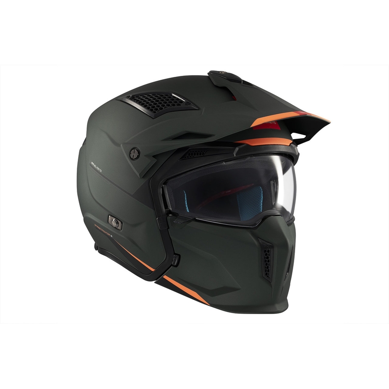 Jethelm mit Maske MT Streetfighter SV S Solid A6 mattgrün mit Iridium-Visier