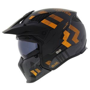 Jethelm mit Maske MT Streetfighter SV S Skull A12 grau-orange mit Iridium-Visier