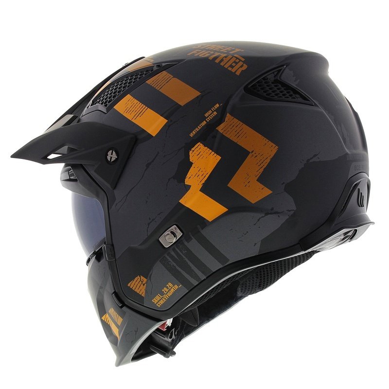 Jethelm mit Maske MT Streetfighter SV S Skull A12 grau-orange mit Iridium-Visier