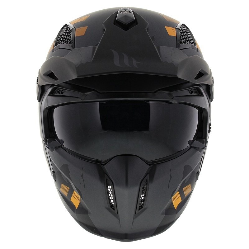 Jethelm mit Maske MT Streetfighter SV S Skull A12 grau-orange mit Iridium-Visier