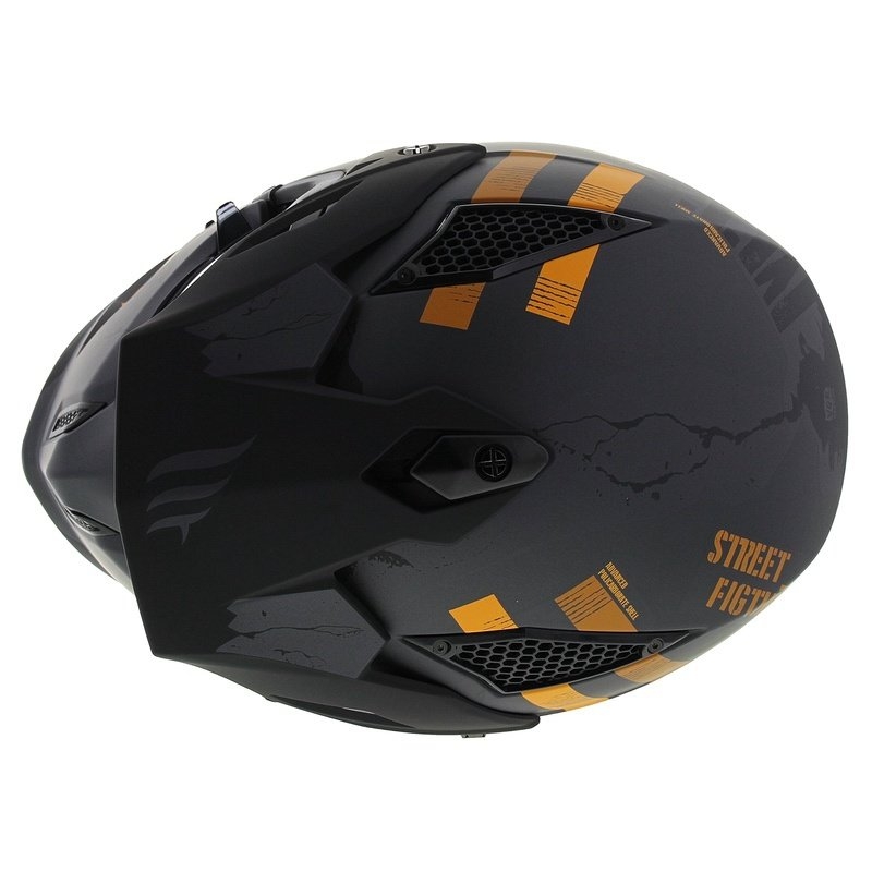 Jethelm mit Maske MT Streetfighter SV S Skull A12 grau-orange mit Iridium-Visier