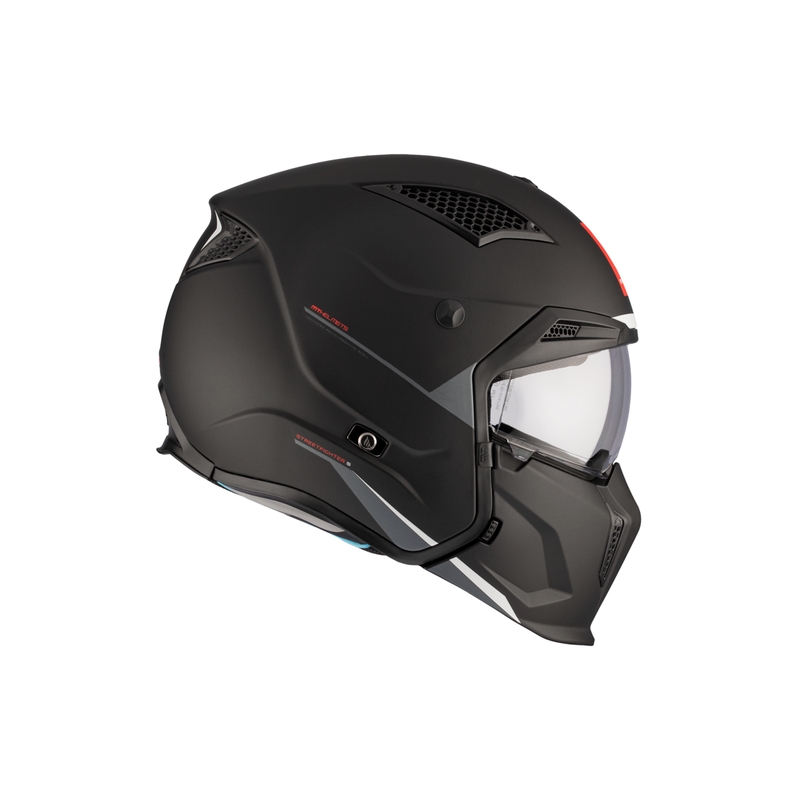 Jethelm mit Maske MT Streetfighter SV S Solid A1 schwarz matt mit Iridium-Visier