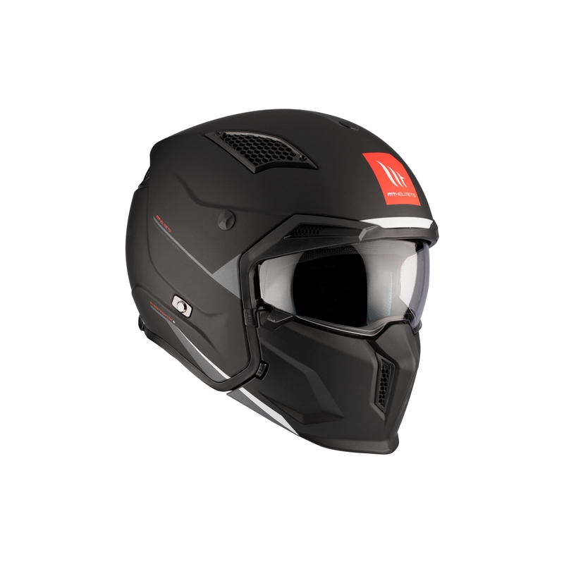 Jethelm mit Maske MT Streetfighter SV S Solid A1 schwarz matt mit Iridium-Visier