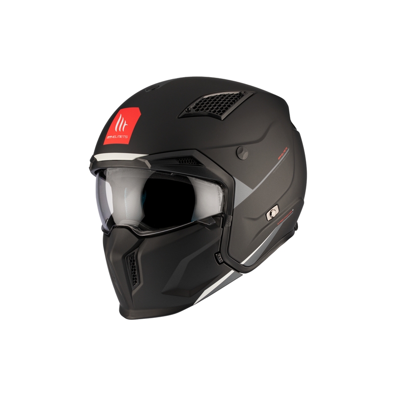 Jethelm mit Maske MT Streetfighter SV S Solid A1 schwarz matt mit Iridium-Visier
