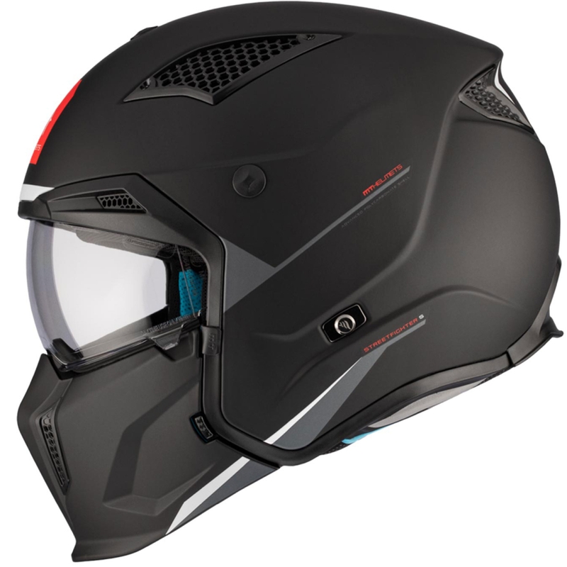 Jethelm mit Maske MT Streetfighter SV S Solid A1 schwarz matt mit Iridium-Visier