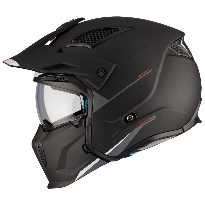 Jethelm mit Maske MT Streetfighter SV S Solid A1 schwarz matt mit Iridium-Visier