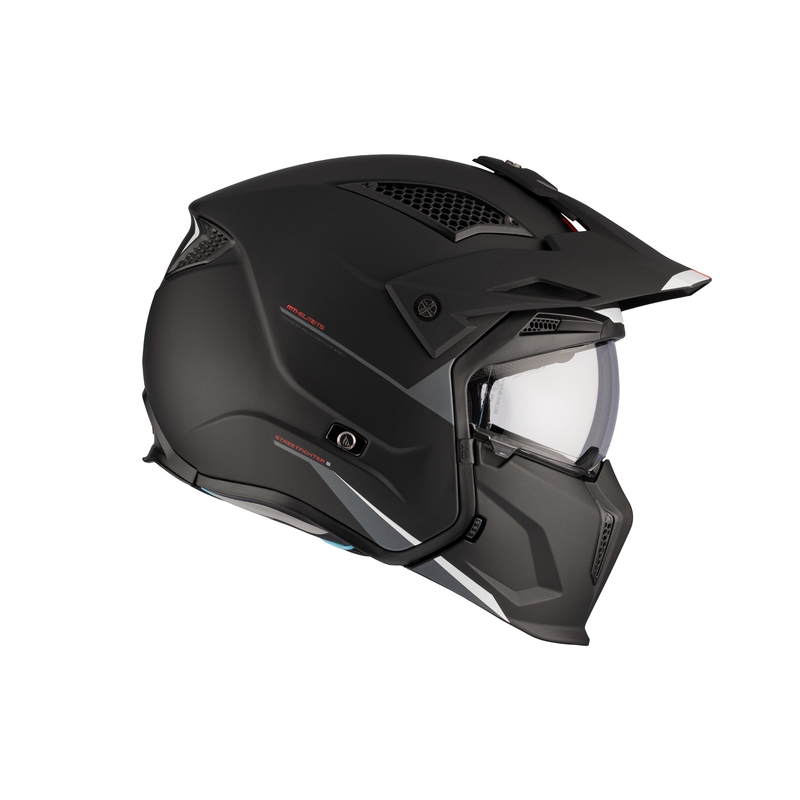 Jethelm mit Maske MT Streetfighter SV S Solid A1 schwarz matt mit Iridium-Visier