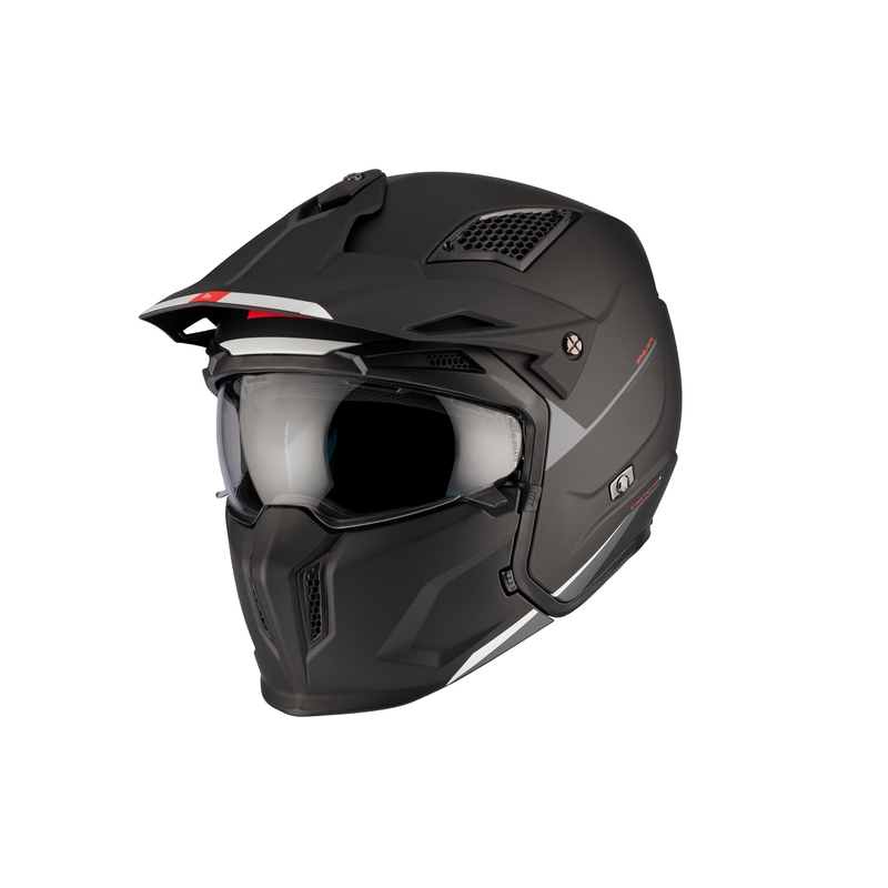 Jethelm mit Maske MT Streetfighter SV S Solid A1 schwarz matt mit Iridium-Visier