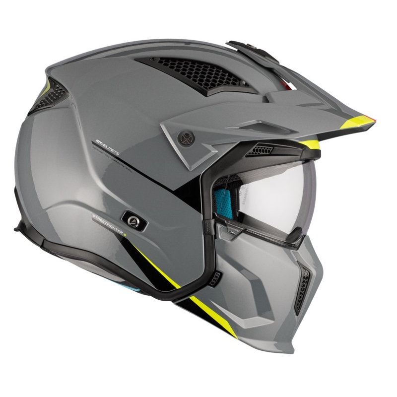 Jethelm mit Maske MT Streetfighter SV S Solid A22 glänzend grau mit Iridium-Visier
