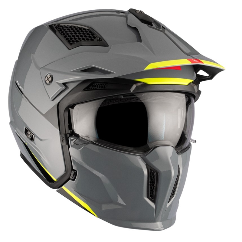 Jethelm mit Maske MT Streetfighter SV S Solid A22 glänzend grau mit Iridium-Visier
