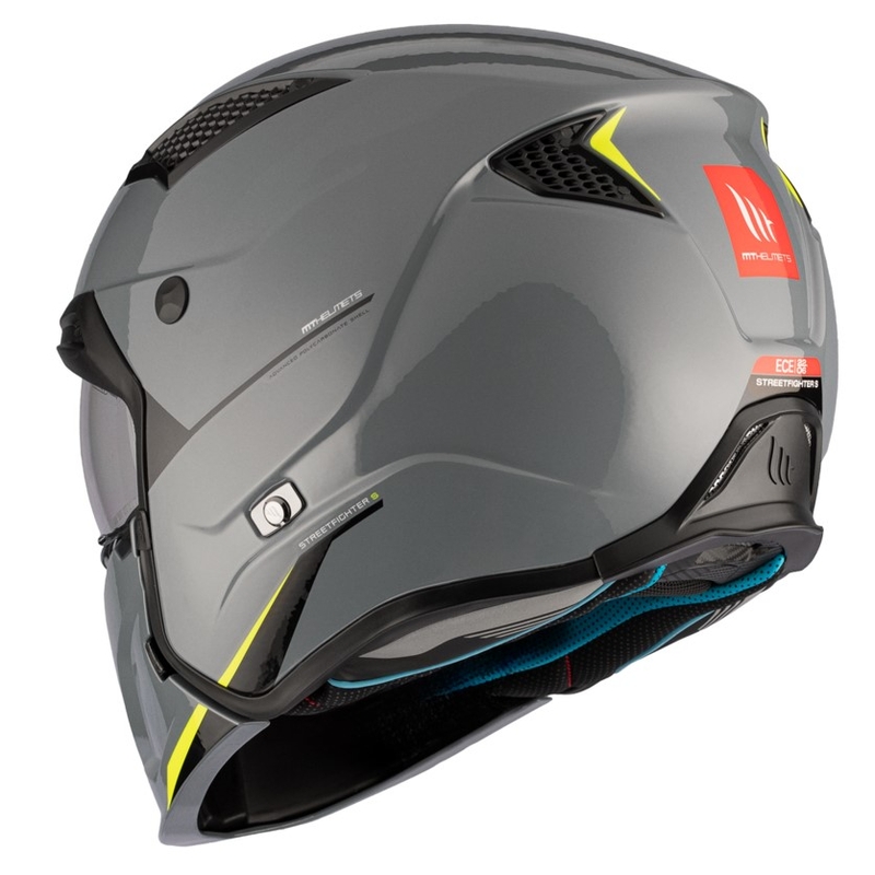 Jethelm mit Maske MT Streetfighter SV S Solid A22 glänzend grau mit Iridium-Visier