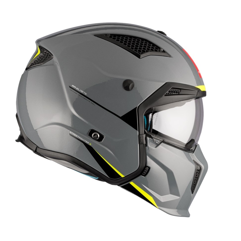 Jethelm mit Maske MT Streetfighter SV S Solid A22 glänzend grau mit Iridium-Visier