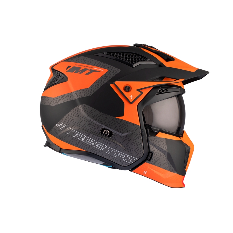 Jethelm mit Maske MT Streetfighter SV Totem B4 schwarz-grau-orange mit Iridium-Visier