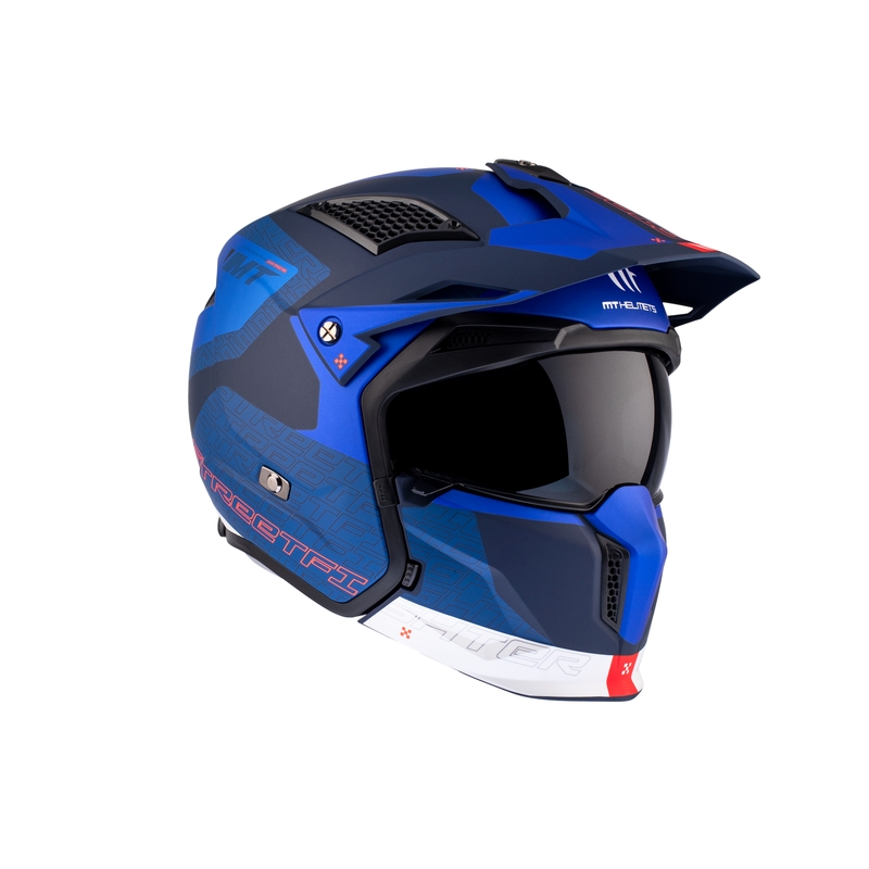 Jethelm mit Maske MT Streetfighter SV Totem C17 weiß-blau mit Iridium-Visier