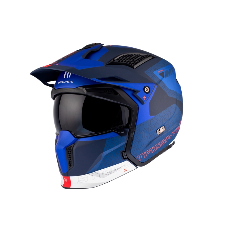 Jethelm mit Maske MT Streetfighter SV Totem C17 weiß-blau mit Iridium-Visier