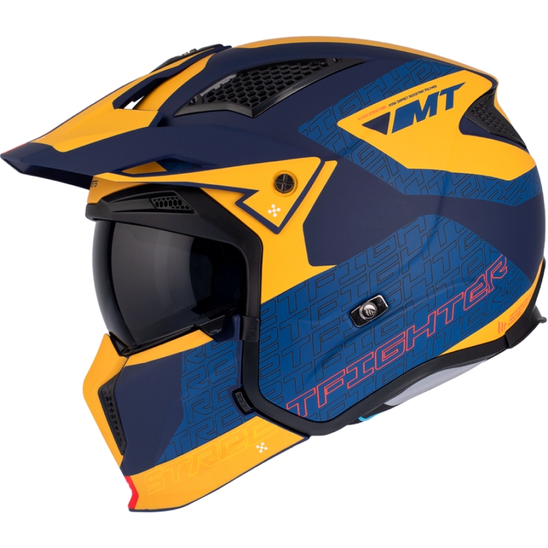 Jethelm mit Maske MT Streetfighter SV Totem C3 blau-gelb mit Iridium-Visier