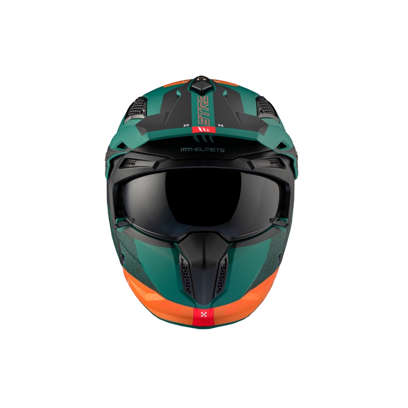 Jethelm mit Maske MT Streetfighter SV Totem C6 schwarz-orange-grün mit Iridium-Plexiglas
