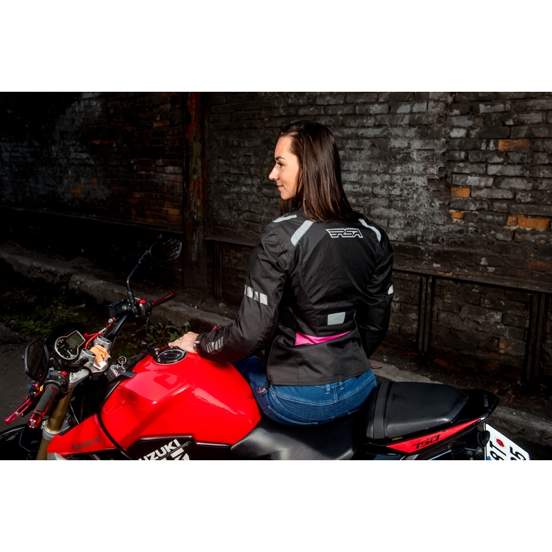 Damen Motorradjacke RSA Gun schwarz und rosa Ausverkauf