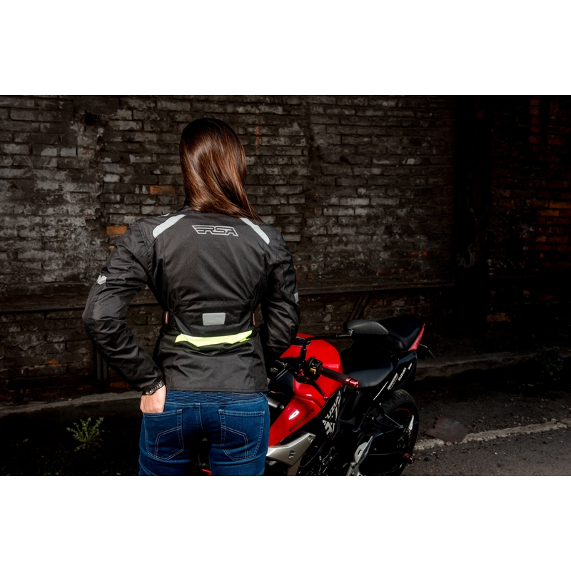 Damen Motorradjacke RSA Gun schwarz-fluo gelb Ausverkauf