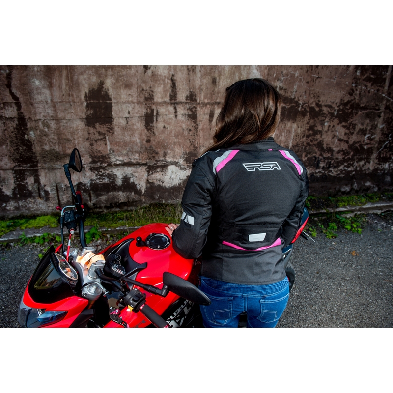 Frauen dreilagige Motorradjacke RSA Gun schwarz und rosa Ausverkauf