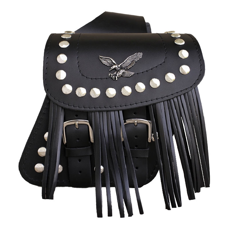 Leder Motorradtaschen RSA S185B mit Fransen schwarz