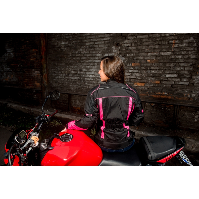 Damen Motorradjacke RSA Queen schwarz und rosa Ausverkauf