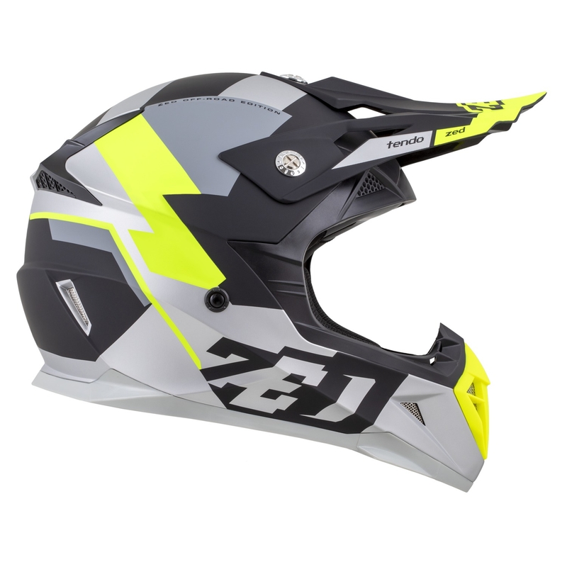 Kinder-Motocrosshelm ZED X1.9D TENDO mattschwarz-dunkelgrau-hellgrau-fluogelb