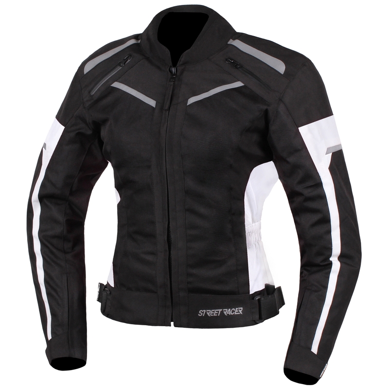 Street Racer Betty Motorradjacke für Frauen in Schwarz und Weiß