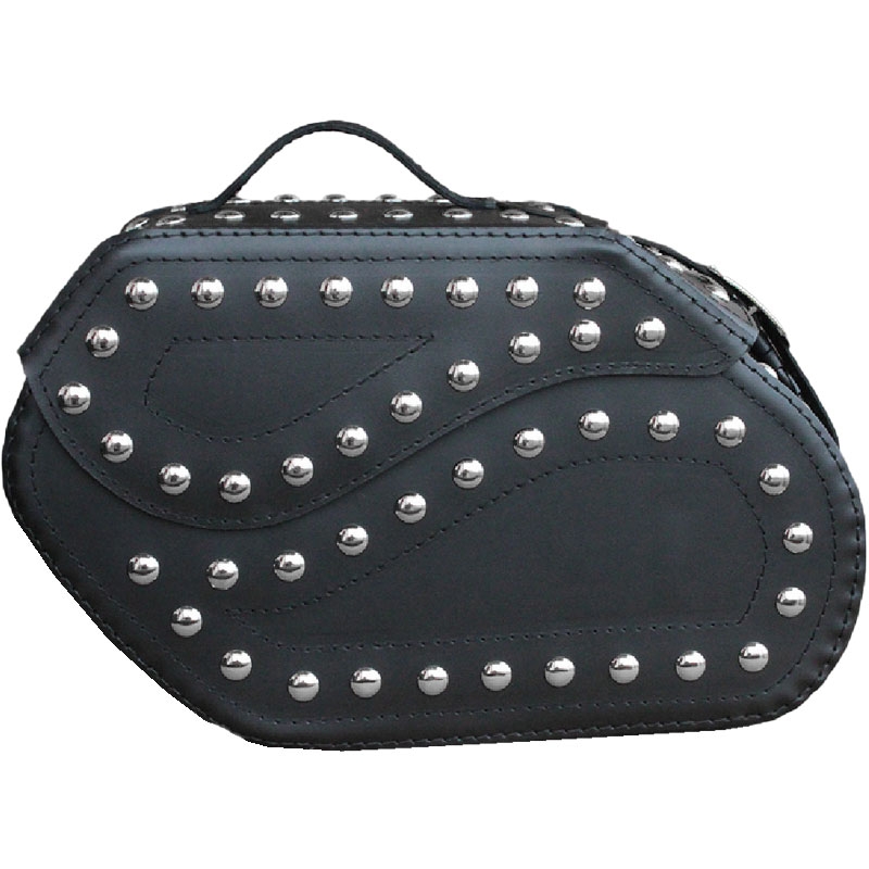 Leder Motorradtaschen RSA S221 mit Schloss und Nieten schwarz Ausverkauf