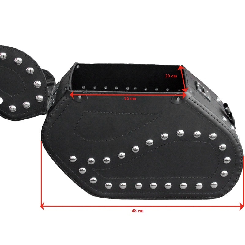 Leder Motorradtaschen RSA S221 mit Schloss und Nieten schwarz Ausverkauf