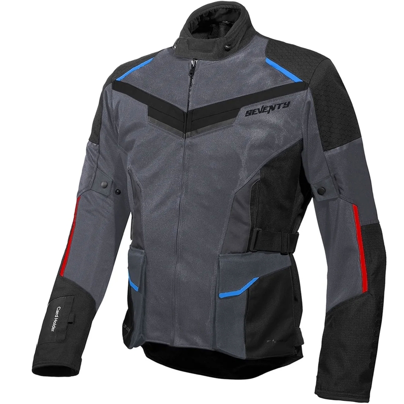 Seventy Degrees SD-JT70 Atacama Motorradjacke grau-blau-rot
