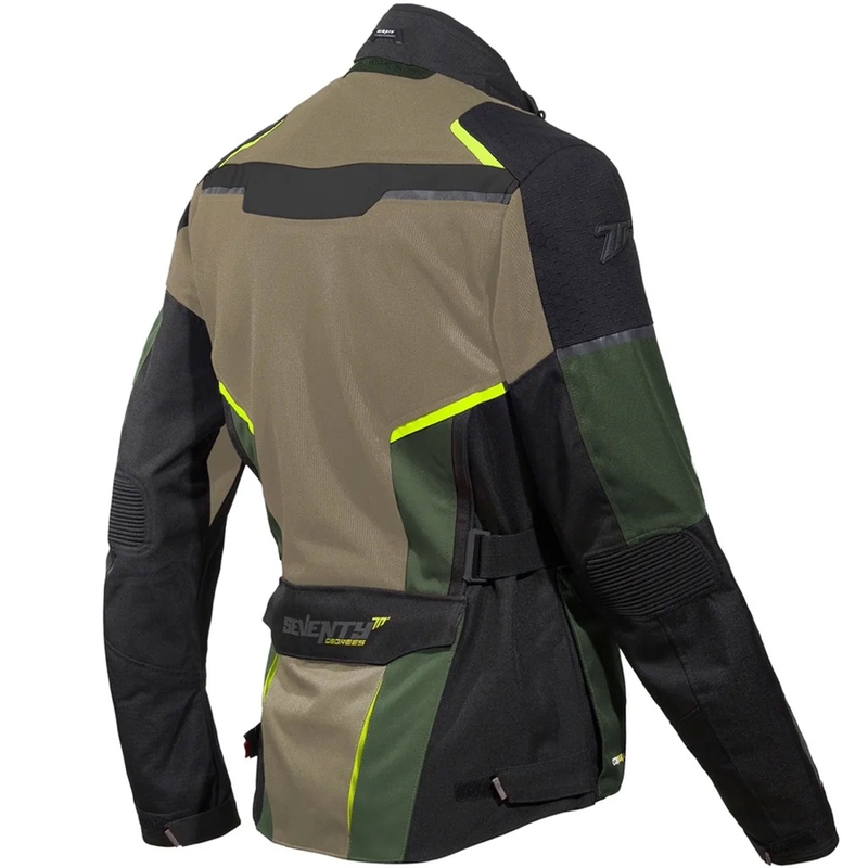 Motorradjacke Seventy Degrees SD-JT70 Atacama Sand-Grün-Fluo Gelb