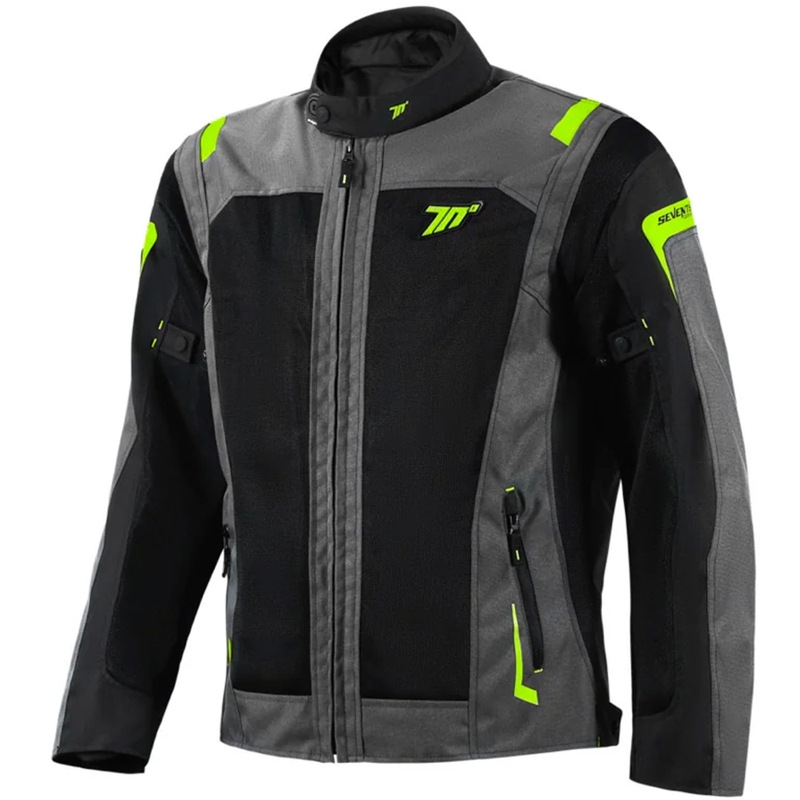 Motorradjacke Seventy Degrees SD-JT66 Sahara schwarz-fluo gelb