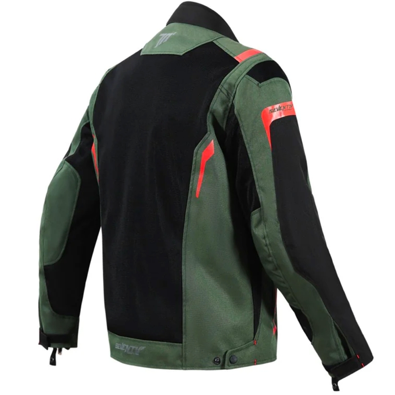Seventy Degrees SD-JT66 Sahara Khaki Red Motorradjacke