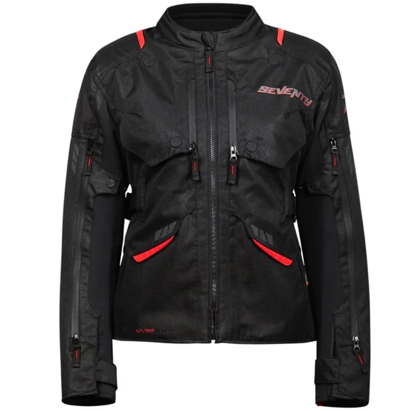 Damen Motorradjacke Seventy Degrees SD-JT69 Tanami schwarz-rot