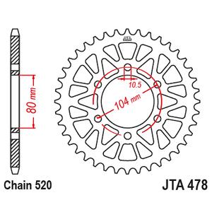 Aluminium-Ketten Rad JT JTA 478-43GLD 43T, 520 golden