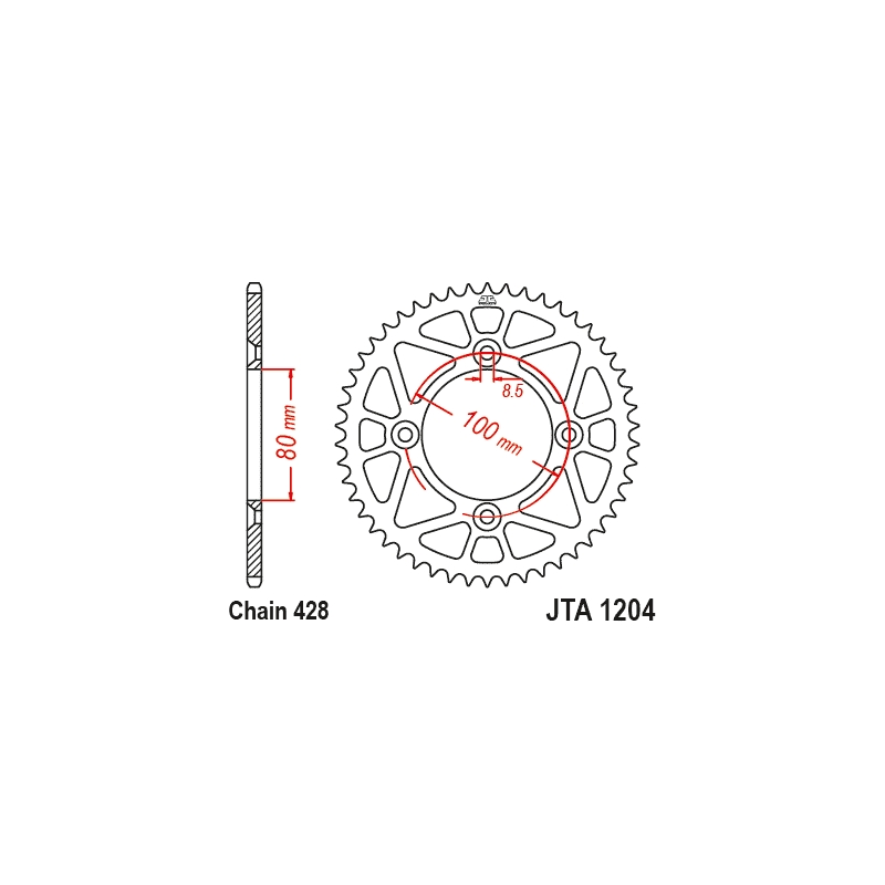 Aluminium-Ketten Rad JT 49)T, nt((428 rot